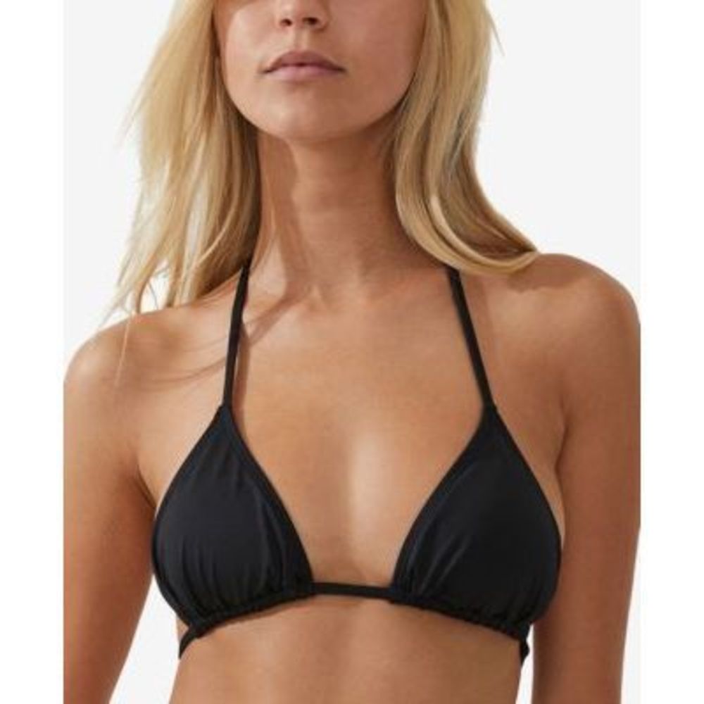 Cotton On Solid Slider Triangle Bikini Top Swimsuit Black M